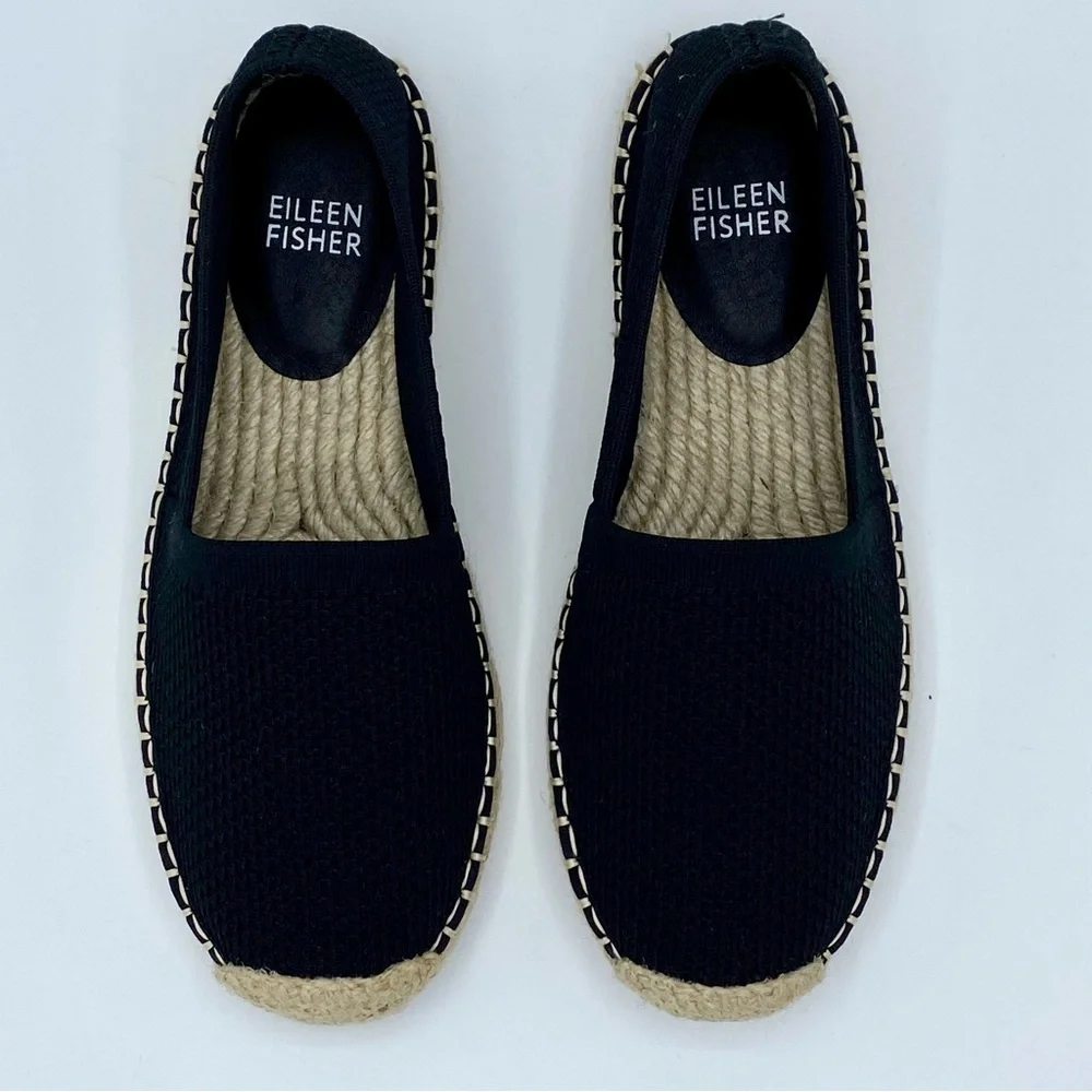 Eileen Fisher Black Live Knit Espadrille Size 5.5